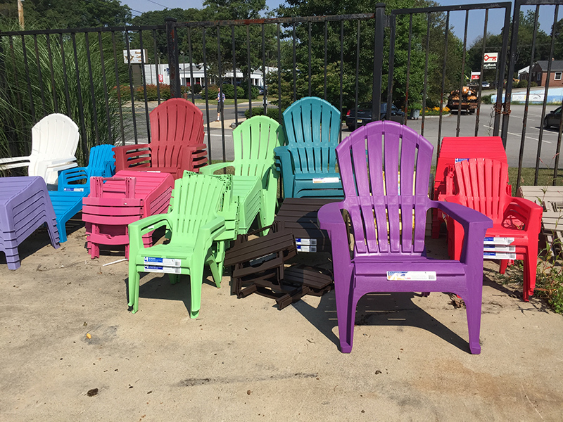 colorful Adirondack chairs