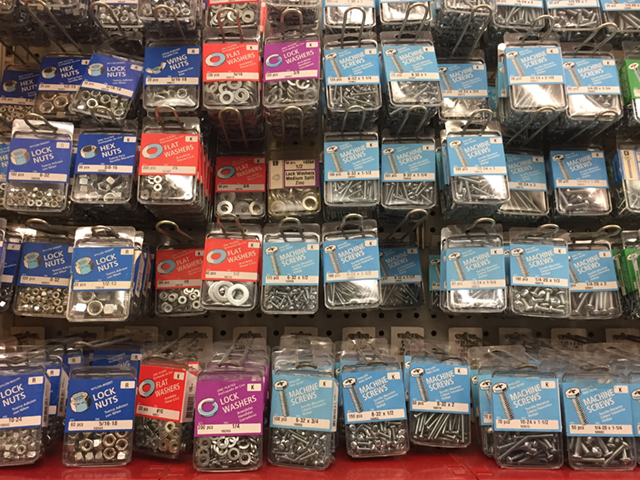 hardware - assorted packages of nuts & bolts